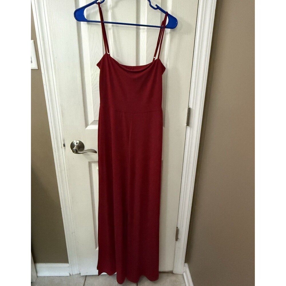NBD Revolve Women's Red Solid Strappy Scoop Neck Wide-Leg Jumpsuit, Size S